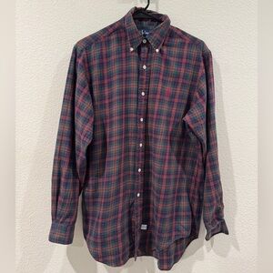 Vintage Ralph Lauren Men’s 100% Cotton Plaid Red Green Holiday Button Down Top M